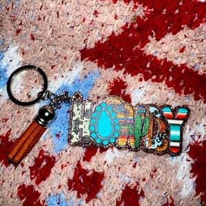 Western keychain “howdy”